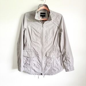 Express Gray Zip Up Anorak Windbreaker Rain Jacket sz Small